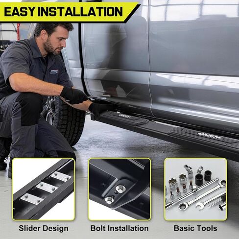 BINARY STAR 6 Inch Running Boards Compatible with 2019-2026 Ford Ranger Super Crew Cab with 4 Full-Size Doors. Side Steps Nerf Bars, Black Carbon Steel Step Bars with Non-Slip Plastic Pads. in Kuwait