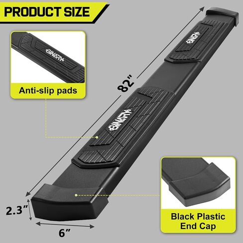 BINARY STAR 6 Inch Running Boards Compatible with 2019-2026 Ford Ranger Super Crew Cab with 4 Full-Size Doors. Side Steps Nerf Bars, Black Carbon Steel Step Bars with Non-Slip Plastic Pads. in Kuwait