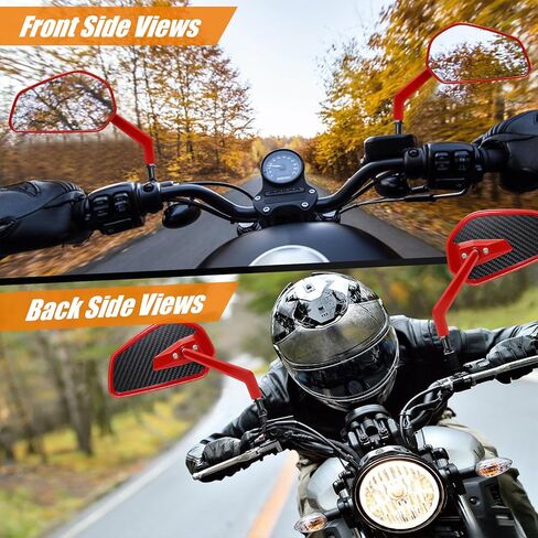 مرايا الرؤية الخلفية من ألياف الكربون الحمراء CNC لدراجات Harley Touring Road glide، Electra glide، Street glide، Road King، Softail، Dyna، Street Bob، Low Rider ST، Fat Boy، Sportster XL883 1200... الموديلات in Kuwait