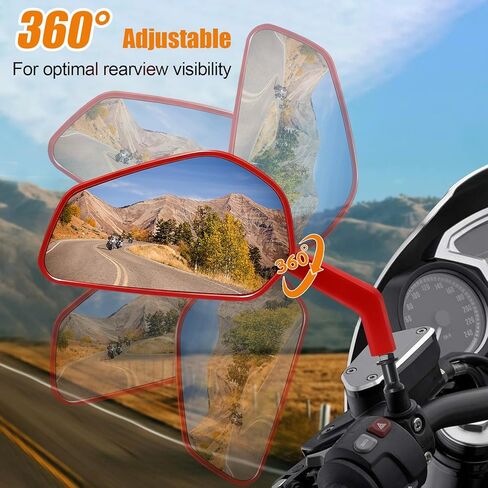 مرايا الرؤية الخلفية من ألياف الكربون الحمراء CNC لدراجات Harley Touring Road glide، Electra glide، Street glide، Road King، Softail، Dyna، Street Bob، Low Rider ST، Fat Boy، Sportster XL883 1200... الموديلات in Kuwait