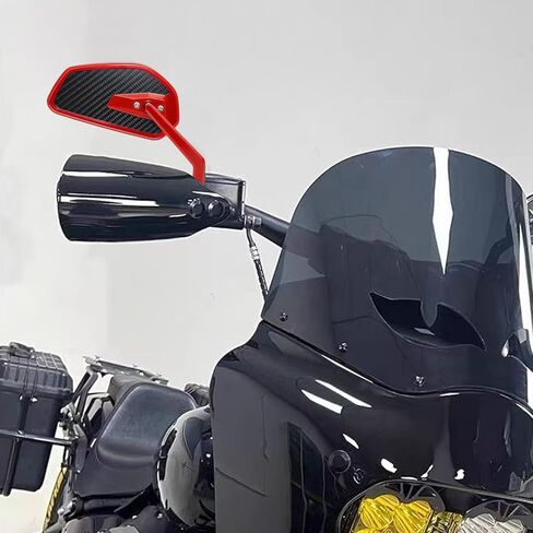 مرايا الرؤية الخلفية من ألياف الكربون الحمراء CNC لدراجات Harley Touring Road glide، Electra glide، Street glide، Road King، Softail، Dyna، Street Bob، Low Rider ST، Fat Boy، Sportster XL883 1200... الموديلات in Kuwait