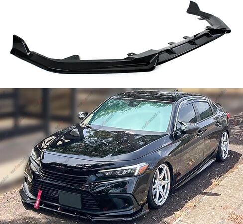 3 قطع حافة ممتصة للصدمات الأمامية متوافقة مع 2022-2024 Honda Civic، JDM Air Dam Lower Chin Splitter Fits for EX EX-L LX Si Sport Touring Hatchback Sedan Protection Kit (أسود لامع) in Kuwait