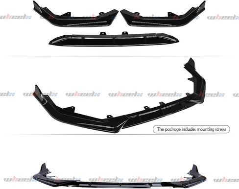 3 قطع حافة ممتصة للصدمات الأمامية متوافقة مع 2022-2024 Honda Civic، JDM Air Dam Lower Chin Splitter Fits for EX EX-L LX Si Sport Touring Hatchback Sedan Protection Kit (أسود لامع) in Kuwait
