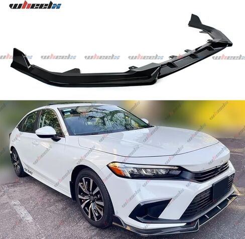3 قطع حافة ممتصة للصدمات الأمامية متوافقة مع 2022-2024 Honda Civic، JDM Air Dam Lower Chin Splitter Fits for EX EX-L LX Si Sport Touring Hatchback Sedan Protection Kit (أسود لامع) in Kuwait