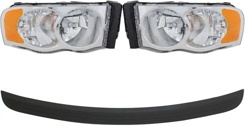 Sawyer Auto Replacement Headlight Assembly Kit (Halogen) Fits Dodge Ram 1500 (3.7L V6) Front Driver and Passenger Side w/Bumper Trim in Kuwait