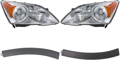 Replacement Headlight Kit (Left and Right) fits Honda CR-V 2009 2.4L Halogen (Includes 2 Bumper Trim) in Kuwait