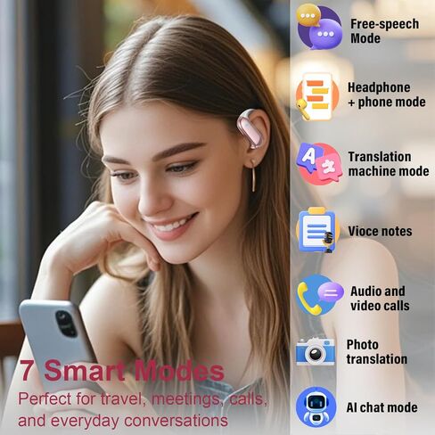 Ai Translation Earbuds Real Time,164 Languages Translator Earbuds with 6 Translation Modes/No Subscription,Audio and Video Calls Translator Headphones,Audifonos Traductores Inglés Español, Rose Pink in Kuwait