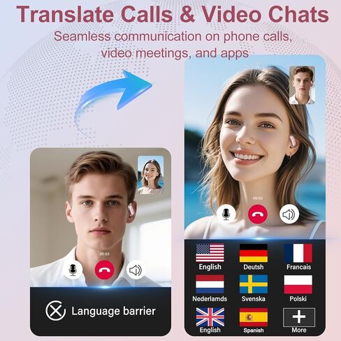 Ai Translation Earbuds Real Time,164 Languages Translator Earbuds with 6 Translation Modes/No Subscription,Audio and Video Calls Translator Headphones,Audifonos Traductores Inglés Español, Rose Pink in Kuwait