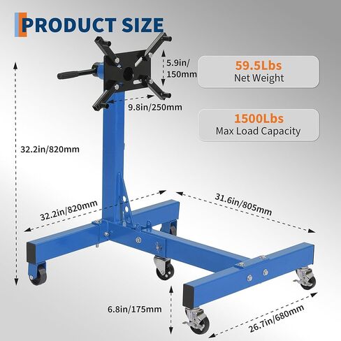 Garvee Engine Stand,1500 LBS Rotating Engine Motor Stand with 360-Degree Rotating Head,4 -Adjustable Arms & 5-Casters, for Vehicle Maintenance and Auto Repair in Kuwait