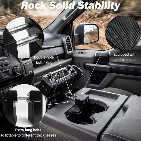 Radio Mount for Cup Holder,Adjustable Clamping Mount for Drinks Cup Holder, for CB Radio Mounting Brackets,Universal 2 Hole fit AMPS Pattern mounting Device,Fit for CB Pro car Satellite Radio Holder in Kuwait