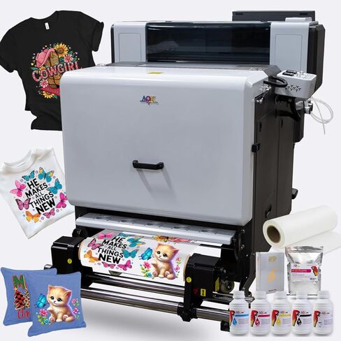 AOK DTF All in one +Including Automatic Powder Shaking Machine Dual i3200 Print Heads A1 Size(24 Inches) DTF Printer Include Stand Ink/Film/Powder/Rip Software Bundle US Technician Support in Kuwait