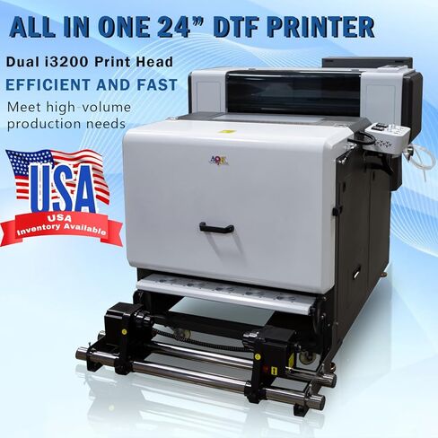 AOK DTF All in one +Including Automatic Powder Shaking Machine Dual i3200 Print Heads A1 Size(24 Inches) DTF Printer Include Stand Ink/Film/Powder/Rip Software Bundle US Technician Support in Kuwait