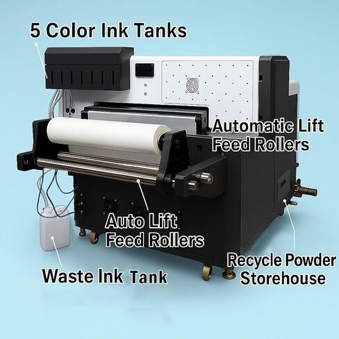 AOK DTF All in one +Including Automatic Powder Shaking Machine Dual i3200 Print Heads A1 Size(24 Inches) DTF Printer Include Stand Ink/Film/Powder/Rip Software Bundle US Technician Support in Kuwait