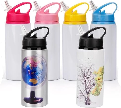 Limitronix 10 Pack 20oz/600ml Sublimation Blank White Sport Aluminum Water Bottle Portable Outdoor Travel Bicycle Bottle Mugs With Laptop Color Lid For DIY Heat Transfer Printing in Kuwait
