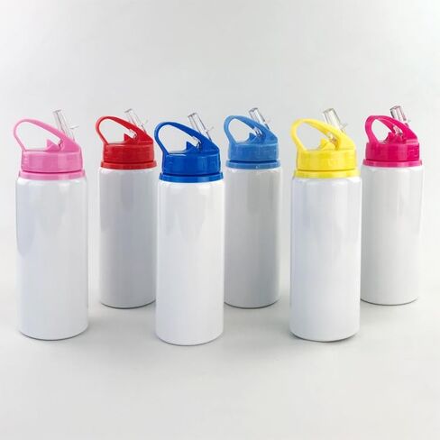 Limitronix 10 Pack 20oz/600ml Sublimation Blank White Sport Aluminum Water Bottle Portable Outdoor Travel Bicycle Bottle Mugs With Laptop Color Lid For DIY Heat Transfer Printing in Kuwait