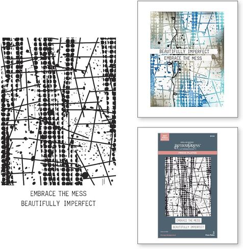 لوحات ضغط بخلفية Grungy من Spellbinders BP-324 من مجموعة Beautifully Imperfect in Kuwait