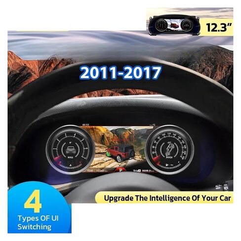 أداة عنقودية رقمية للسيارة متوافقة مع جيب رانجلر JK 2011-2017 LCD عداد السرعة لوحة عرض لوحة القيادة الافتراضية قمرة القيادة Linux OS in Kuwait