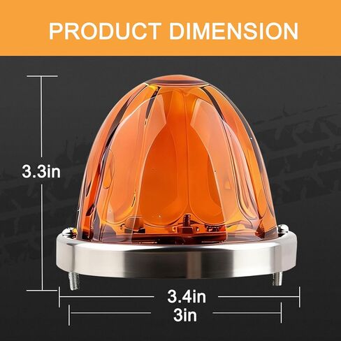 2 Pcs Amber Glass Lens Watermelon Lights LED Side Marker Turn Signal Lights with Stainless Steel Bezel Replacement for Kenworth Peterbilt Freightliner Trucks ATV Motorcycle in Kuwait