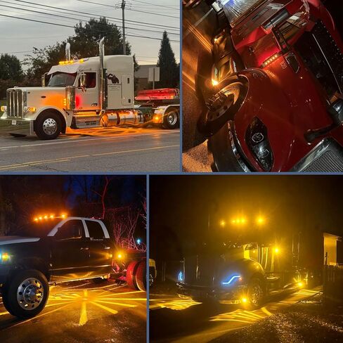 2 Pcs Amber Glass Lens Watermelon Lights LED Side Marker Turn Signal Lights with Stainless Steel Bezel Replacement for Kenworth Peterbilt Freightliner Trucks ATV Motorcycle in Kuwait