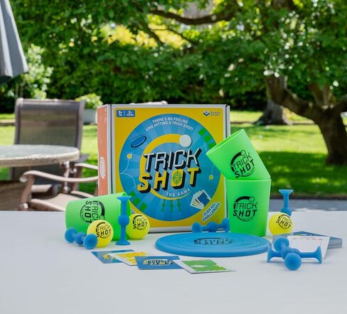 لعبة Fizz Creations Trick Shot The Game. يتضمن كل ما تحتاجه لممارسة اللقطة المثالية! تتضمن أكواب التراص، وكرات بينج بونج، وسهام لاصقة، وقرص رمي، وبطاقات التحدي. العاب الحدائق العاب الحفلات in Kuwait