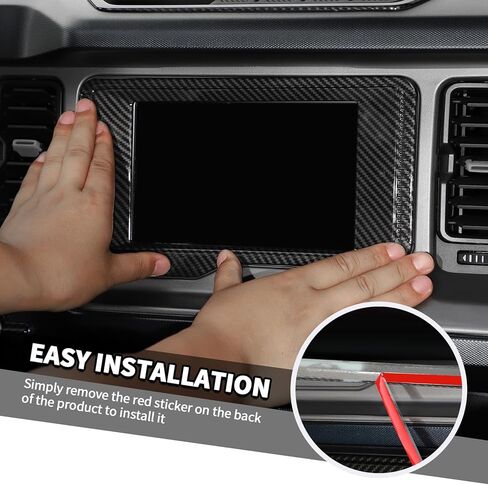 Jimen Fit for 2021-2024 Ford Bronco with 8″ Screen, 8PCS Carbon Fiber Interior Kits - Dashboard Cover, Air Conditioning Control Panel, Gear Shift Knob Cover, Engine Start Stop Button Trim in Kuwait