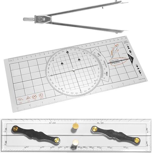3 Pcs Marine Navigation Kit, Nautical Chart Plotting Tool Set with Single Hand Divider, Navigation Ruler and Protractor, Drafting Supplies for Boating, Sailing, Seafaring in Kuwait