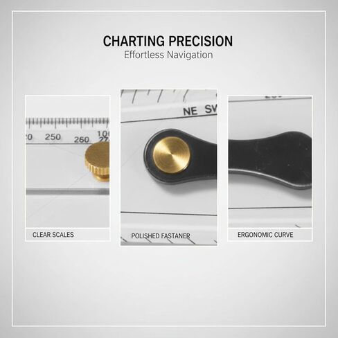 3 Pcs Marine Navigation Kit, Nautical Chart Plotting Tool Set with Single Hand Divider, Navigation Ruler and Protractor, Drafting Supplies for Boating, Sailing, Seafaring in Kuwait