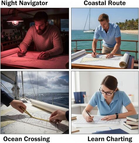3 Pcs Marine Navigation Kit, Nautical Chart Plotting Tool Set with Single Hand Divider, Navigation Ruler and Protractor, Drafting Supplies for Boating, Sailing, Seafaring in Kuwait