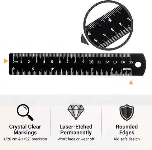 2 Pack Architectural Scale Ruler Metal Ruler 6 Inch Small Dual Scale Metric & Imperial Rulers Easy to Read Millimeter Rulers for Office School Geometry Crafting Gifts in Kuwait