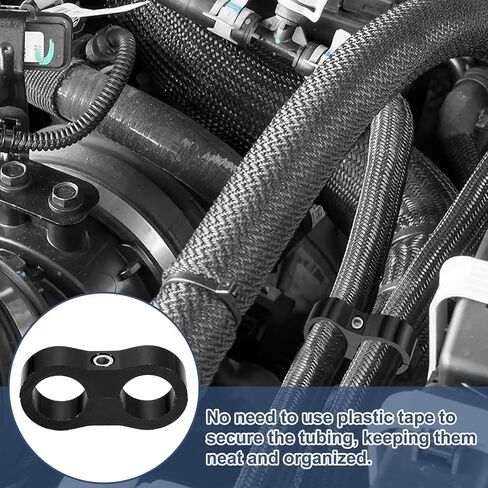 HARFINGTON 4 Pcs 10AN Hose Separator Clamp 19mm 3/4" ID Fuel Line Mounting Clamps Aluminum Hose Fitting Adapter Divider for Oil Hose Water Pipe Gas Line, Black in Kuwait