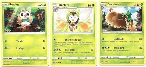 Decidueye 11/149 Sun Moon SM1 - مجموعة بطاقات Pokemon Evolution 3 - Dartrix Rowlet - نوع الشبح in Kuwait