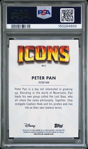 Graded 2025 Topps Chrome Disney Peter Pan #2 Icons Trading Card PSA 10 Gem Mint in Kuwait
