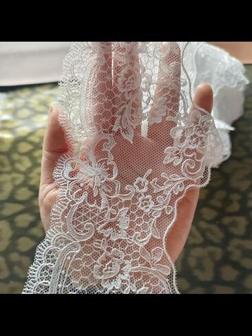 5 Yards，White Floral Lace Trim for Wedding, Embroidered Decorative Fabric Edge for Clothing Accessories, Skirt, Neckline, Sleeves, DIY Craft, Gift Packaging in Kuwait