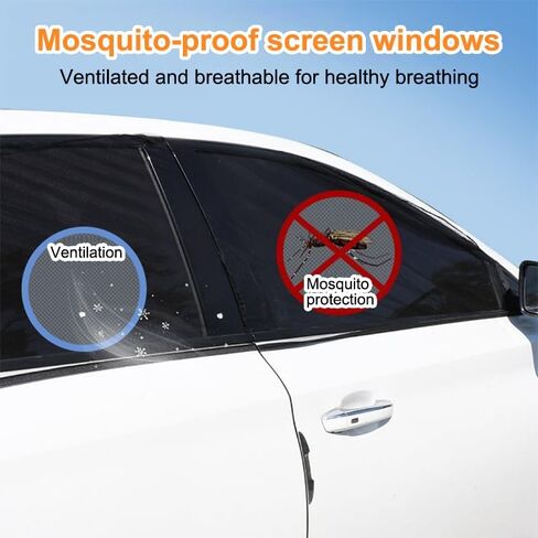4 Pack Car Window Shades, Breathable Stretch Window Mesh Screens, Universal Fit Sun Shade Mosquito Net Cover for Side Windows, UV Privacy Protection, 23.6"×39", Black in Kuwait