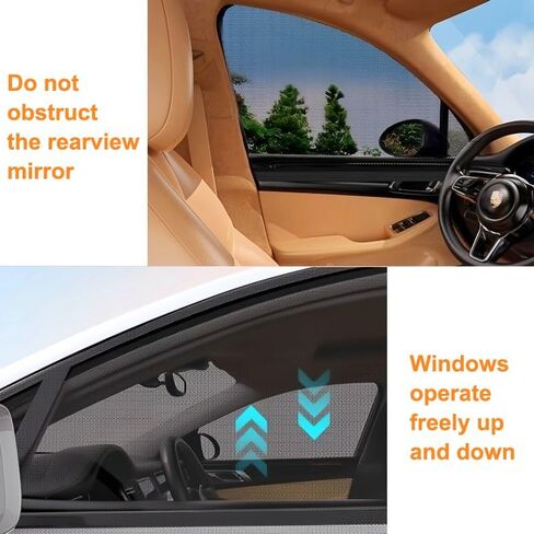 4 Pack Car Window Shades, Breathable Stretch Window Mesh Screens, Universal Fit Sun Shade Mosquito Net Cover for Side Windows, UV Privacy Protection, 23.6"×39", Black in Kuwait