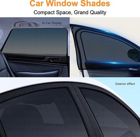 4 Pack Car Window Shades, Breathable Stretch Window Mesh Screens, Universal Fit Sun Shade Mosquito Net Cover for Side Windows, UV Privacy Protection, 23.6"×39", Black in Kuwait