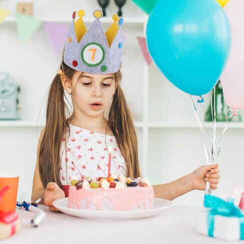 قبعة تاج عيد الميلاد مع أرقام، قبعات عيد ميلاد على شكل تاج من اللباد قبعة قماشية قابلة للتبديل ملصقات ثلاثية الأبعاد من القماش بأرقام تيجان 0-9 زينة للحفلات لعيد الميلاد in Kuwait