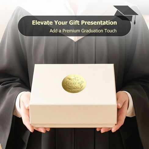100 × ملصقات تخرج فئة 2026 - ملصقات منقوشة برقائق ذهبية - ملصقات هدايا لحفلات التخرج فئة 2026 - أختام مغلف لاصقة لخريجي الكلية والمدارس الثانوية (1.5 بوصة، ذهبي) in Kuwait