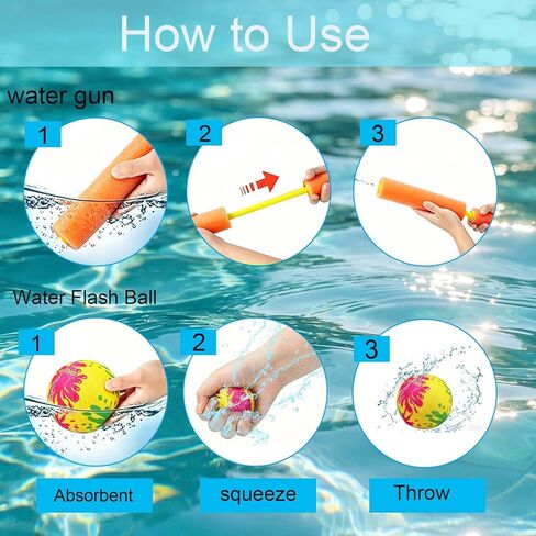 12 Pack Small Foam Water Guns and Water Splash Balls, Mini Water Bomb Balls and Water Toys for Ages 3-8 Boys Girls,Kid Swim Toy for Backyard Pool Beach Party Games in Kuwait