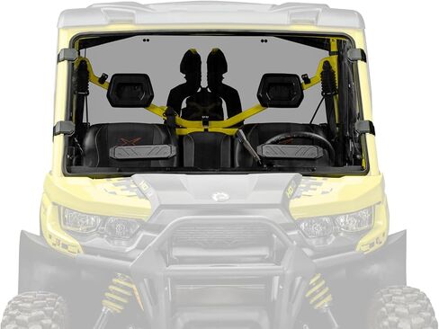 زجاج أمامي ذو فتحات تهوية كاملة مقاوم للخدش ومتوافق مع موديلات 2016–2025 Can-Am Defender HD5 HD7 HD8 HD9 HD10 HD11 وMAX | زجاج أمامي مطلي بالبولي كربونات in Kuwait