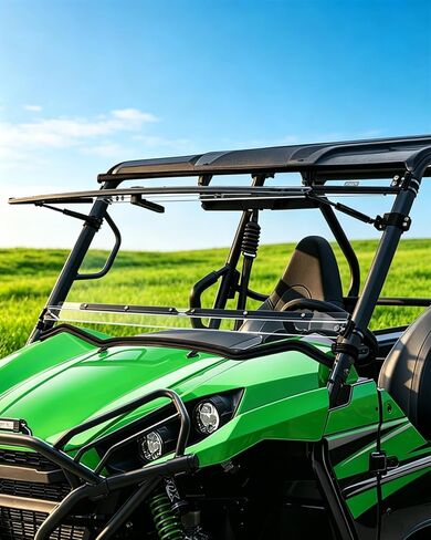 StarknightMT Teryx الزجاج الأمامي المقاوم للخدش متوافق مع 2016+ Kawasaki Teryx 800 2/4 مقاعد 2021+ Teryx S/S 4 ملحقات مقاومة للماء نافذة أمامية شفافة تستخدم مع السقف in Kuwait