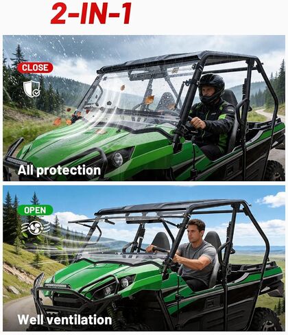 StarknightMT Teryx الزجاج الأمامي المقاوم للخدش متوافق مع 2016+ Kawasaki Teryx 800 2/4 مقاعد 2021+ Teryx S/S 4 ملحقات مقاومة للماء نافذة أمامية شفافة تستخدم مع السقف in Kuwait