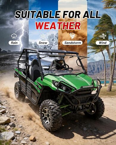 StarknightMT Teryx الزجاج الأمامي المقاوم للخدش متوافق مع 2016+ Kawasaki Teryx 800 2/4 مقاعد 2021+ Teryx S/S 4 ملحقات مقاومة للماء نافذة أمامية شفافة تستخدم مع السقف in Kuwait