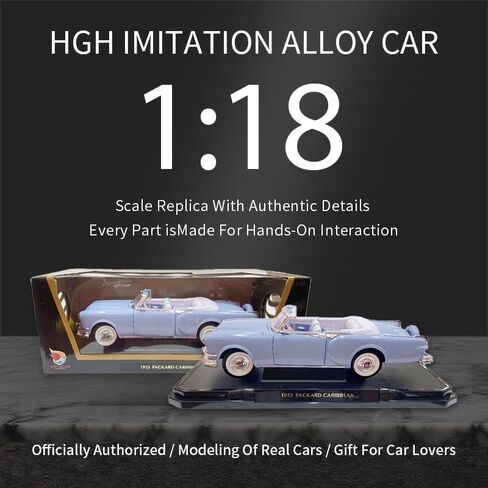 1953 باكارد كاريبيان 1:18 دييكاست قابلة للتحويل - 327ci مستقيم 8 طبق الأصل مع مجموعة كونتيننتال وعجلات سلكية من الكروم، أبواب مفتوحة، صندوق هدايا ممتاز، 14+، أزرق in Kuwait