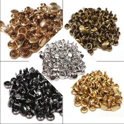 360 Sets Leather Rivets, Double Cap Rivets for Fabric, with Setting Tool Kit for Crafts Repairs/Clothing/Belts Strap in Kuwait
