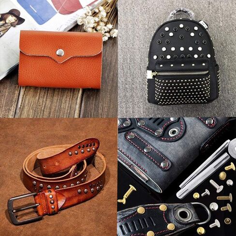 360 Sets Leather Rivets, Double Cap Rivets for Fabric, with Setting Tool Kit for Crafts Repairs/Clothing/Belts Strap in Kuwait