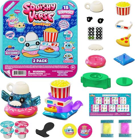 Snackipoos 2‑Pack – DIY Squishy Making Kit for Kids 5 Years and Up, Make 2 Collectible Squishies, Reusable Mould & Accessories, Surprise Squishy Toy Set, Series 1 in Kuwait
