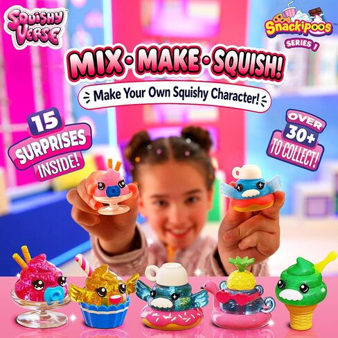 Snackipoos 2‑Pack – DIY Squishy Making Kit for Kids 5 Years and Up, Make 2 Collectible Squishies, Reusable Mould & Accessories, Surprise Squishy Toy Set, Series 1 in Kuwait