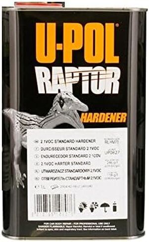 طقم بطانة سرير الشاحنة U-POL Raptor الفحمي المعدني من اليوريثان مع مسدس رش مجاني، 8 لتر in Kuwait