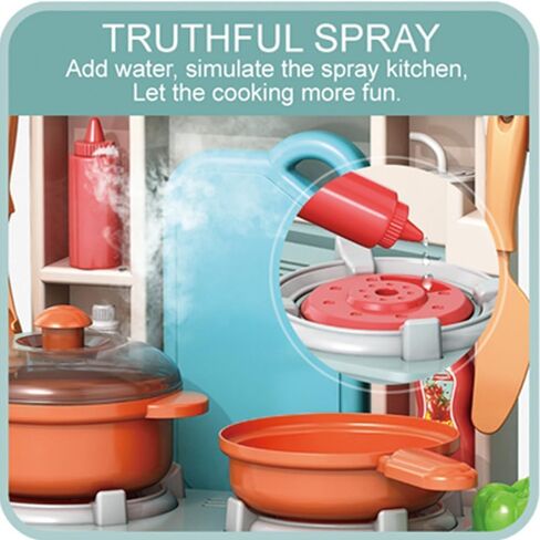 Mini Kitchen Playset for Kids - 33PCS Pretend Play Cooking Set with Water Spray, Light & Sound Effects- Compact Size 17.7 x 13.8 x 10.6 Inches (45 x 35 x 27 cm) Educational Toy for Girls & Boys in Kuwait
